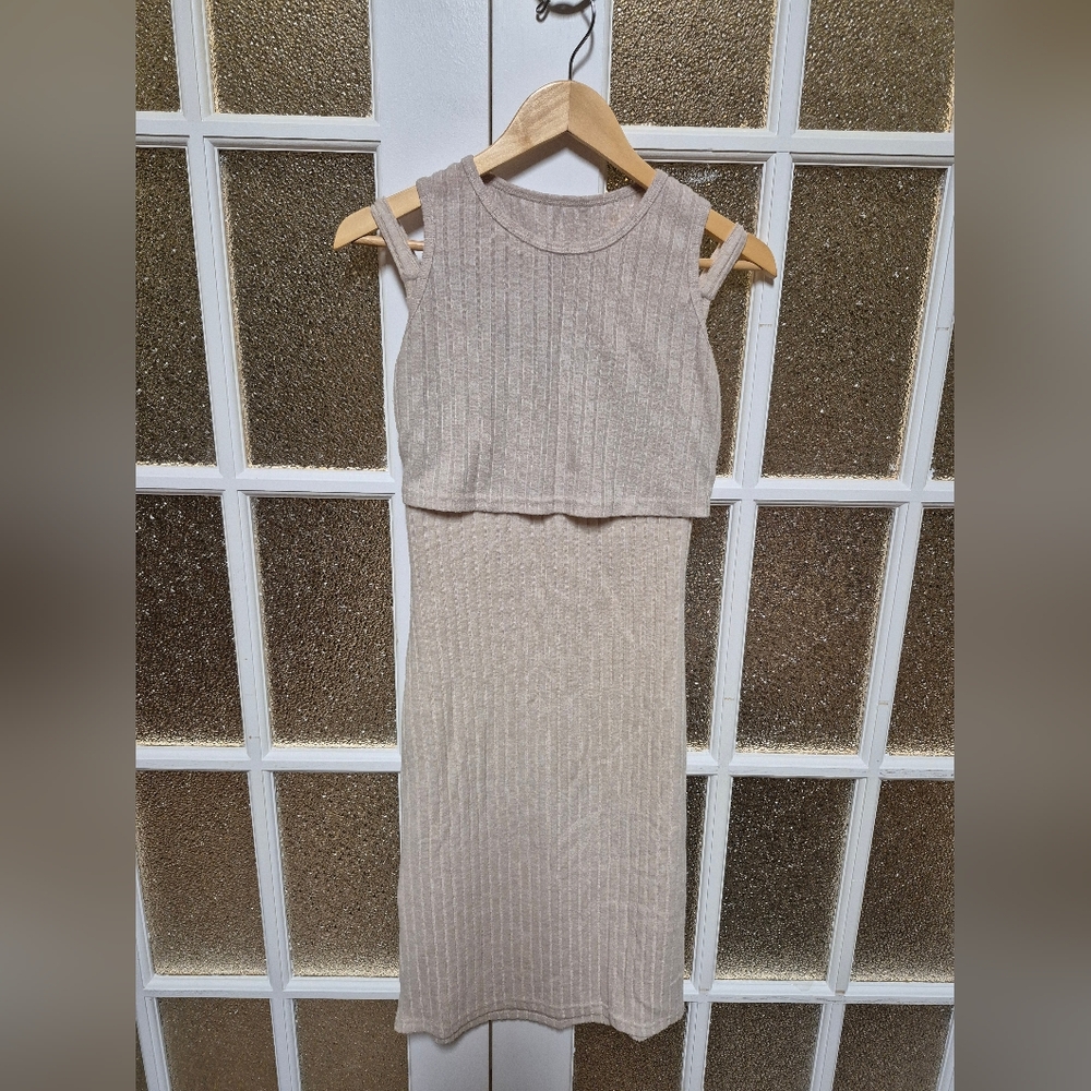 4 Pc Loungewear Beige Ribbed Knit Set 6 - Picture 4 of 12